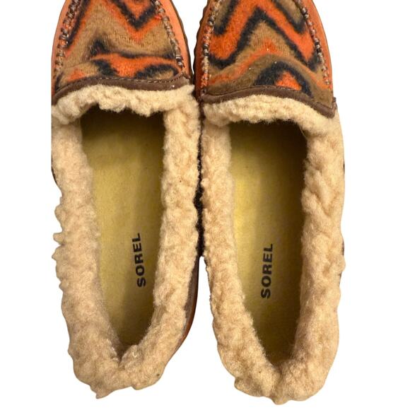 Sorel Tremblant Blanket Moccasins Womens 7 Brown Orange Slip-On Shoe Moc Slipper - Picture 5 of 6